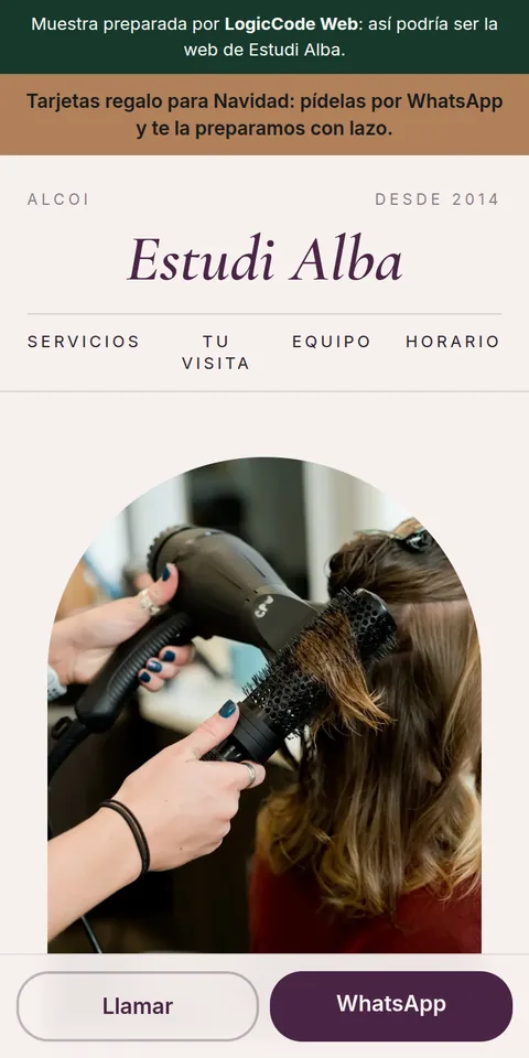 Web de ejemplo para un peluquería en Alcoi
